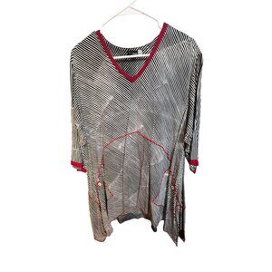 Iguana Womens Black & White Striped Rayon Top Size L